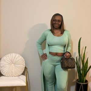 Mint Green Ribbed Knit Set